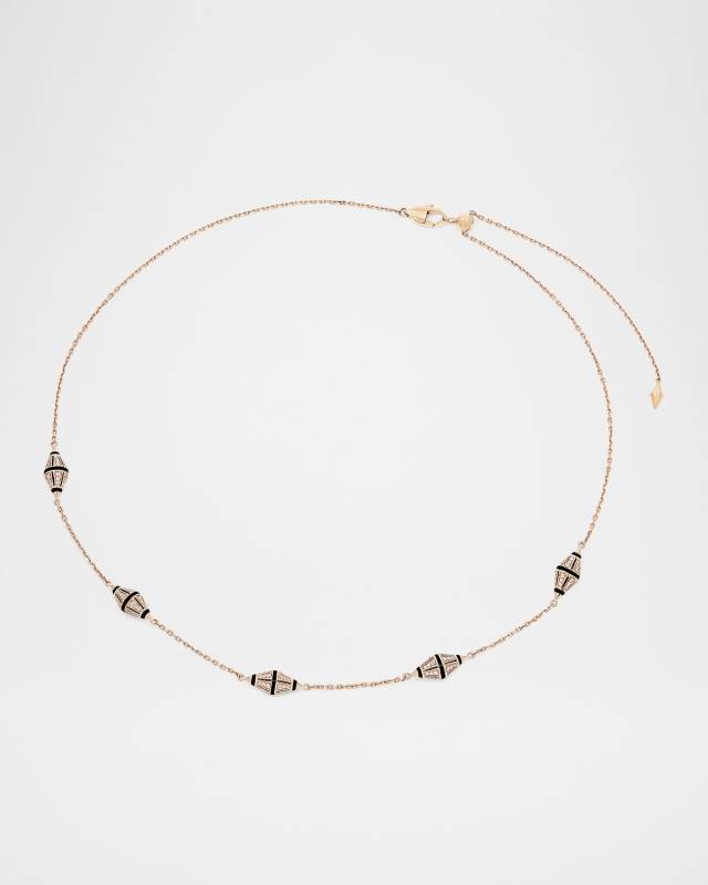Merriyah 18K Yellow Gold Necklace with Black Ceramic and Diamonds